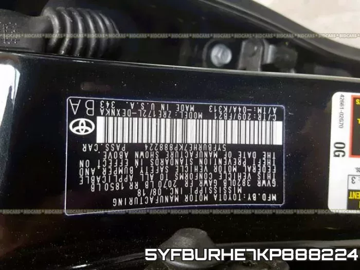 5YFBURHE7KP888224 фото 2