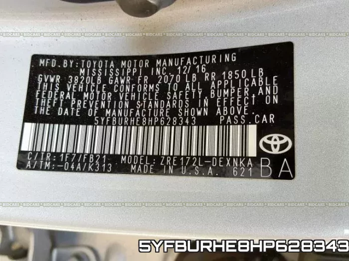 5YFBURHE8HP628343 фото 2