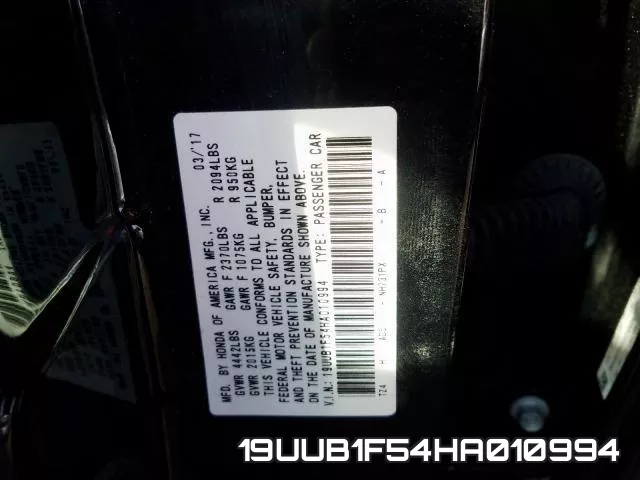 19UUB1F54HA010994 фото 2
