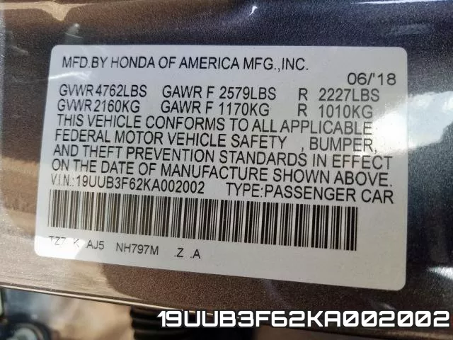 19UUB3F62KA002002 фото 2