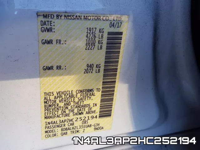 1N4AL3AP2HC252194 фото 2