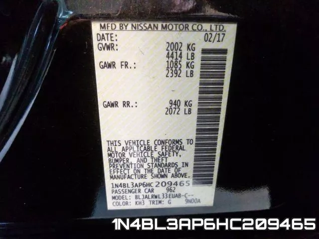 1N4BL3AP6HC209465 фото 2