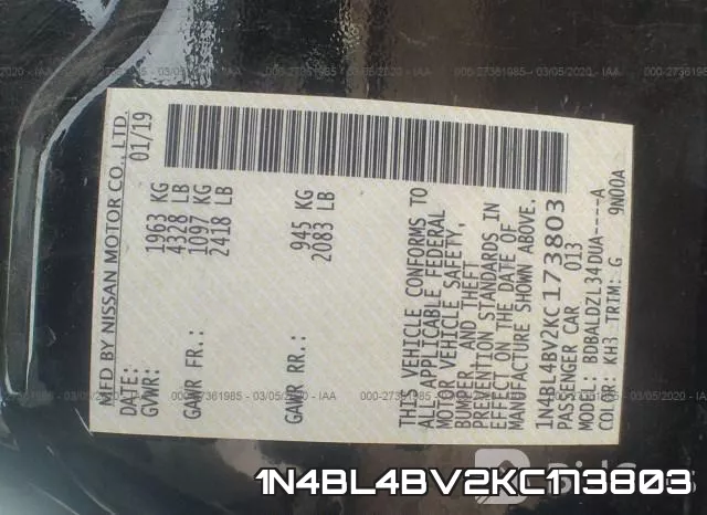 1N4BL4BV2KC173803 фото 10