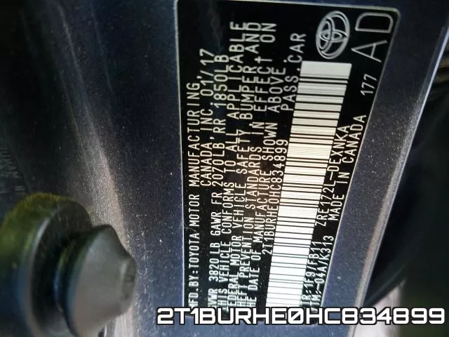 2T1BURHE0HC834899 фото 2