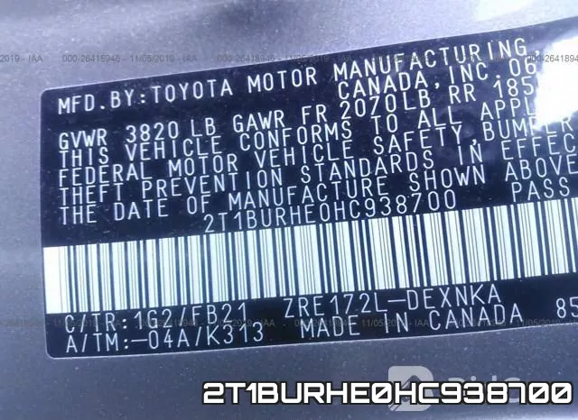 2T1BURHE0HC938700 фото 10