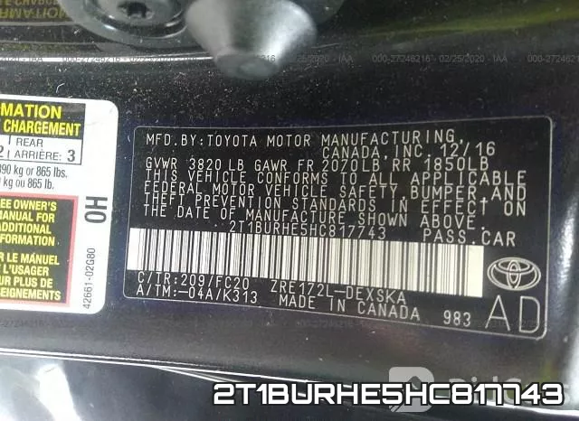 2T1BURHE5HC817743 фото 10