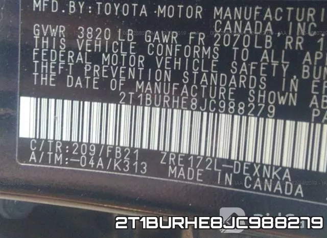 2T1BURHE8JC988279 фото 10