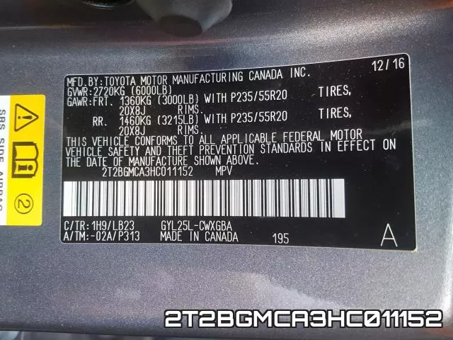 2T2BGMCA3HC011152 фото 2