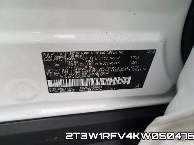 2T3W1RFV4KW050476 фото 2