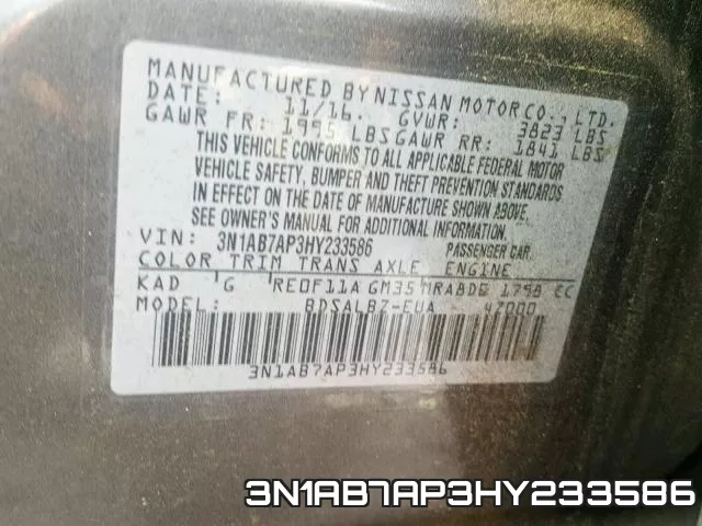 3N1AB7AP3HY233586 фото 2