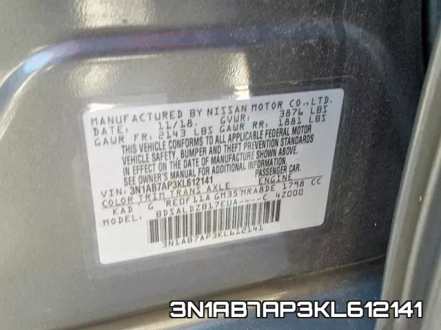 3N1AB7AP3KL612141 фото 2