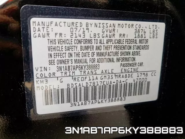 3N1AB7AP6KY388883 фото 2