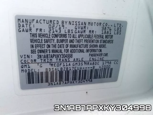 3N1AB7APXKY304998 фото 2
