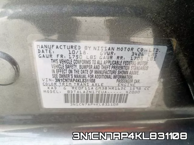 3N1CN7AP4KL831108 фото 2