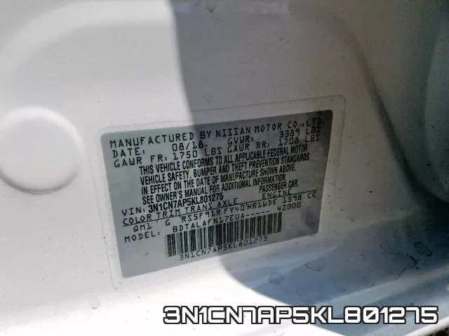 3N1CN7AP5KL801275 фото 2