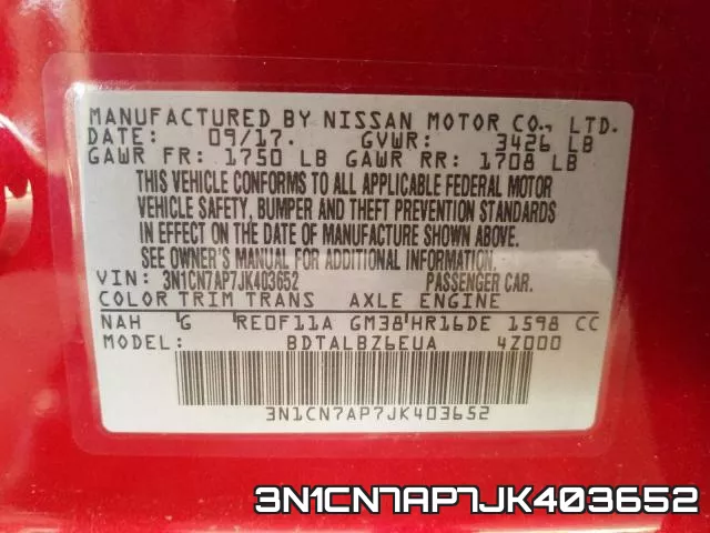 3N1CN7AP7JK403652 фото 2