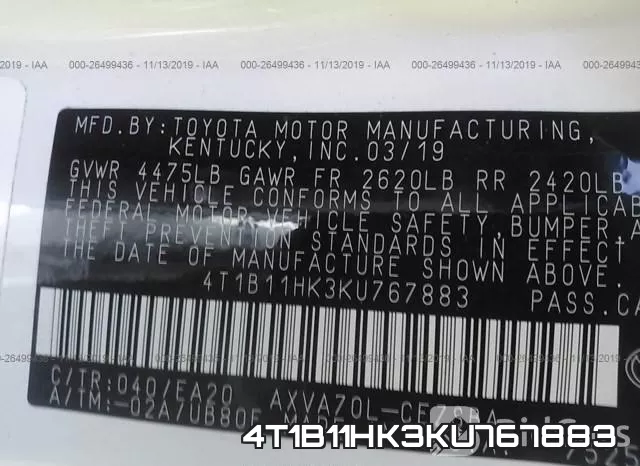 4T1B11HK3KU767883 фото 10
