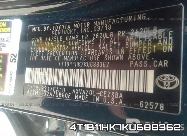 4T1B11HK7KU688362 фото 10