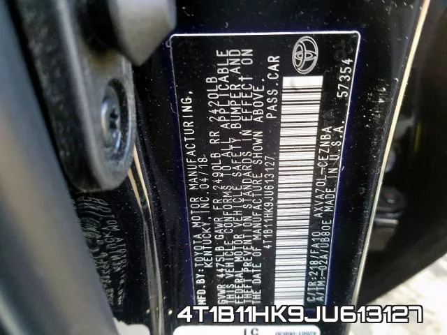 4T1B11HK9JU613127 фото 2