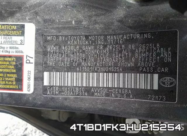 4T1BD1FK3HU215254 фото 10