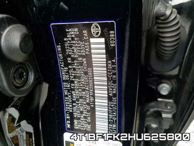 4T1BF1FK2HU625800 фото 2