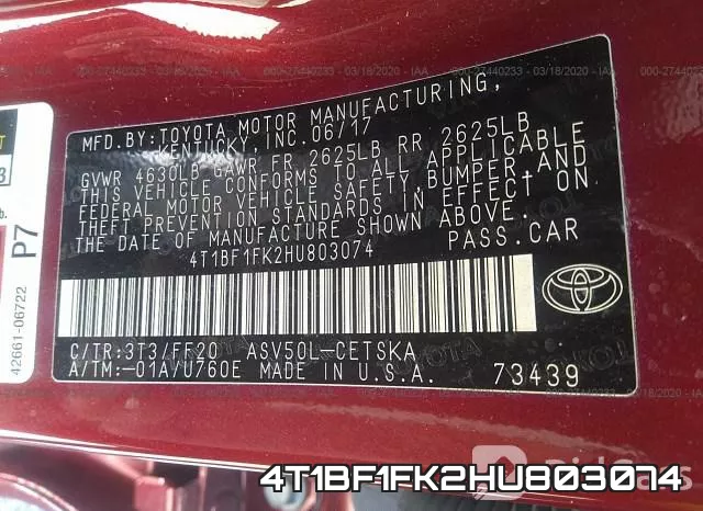 4T1BF1FK2HU803074 фото 10