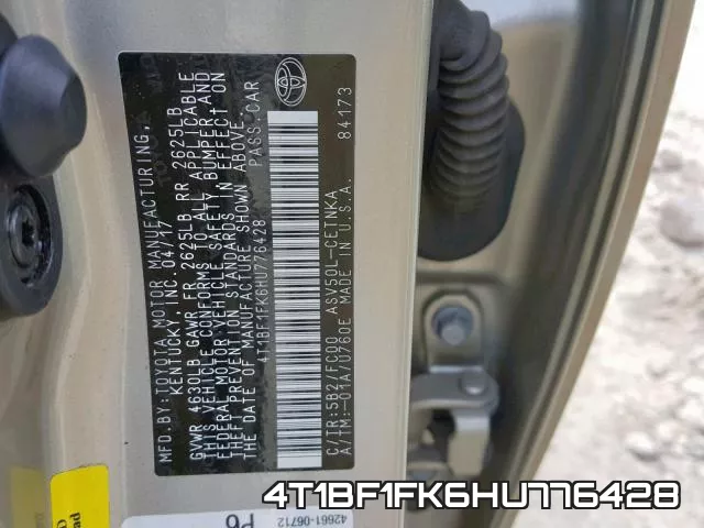 4T1BF1FK6HU776428 фото 2