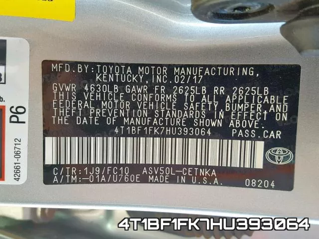 4T1BF1FK7HU393064 фото 2