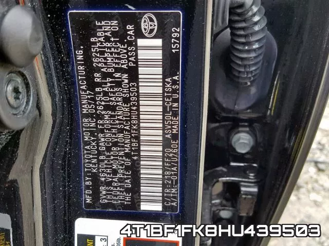 4T1BF1FK8HU439503 фото 2