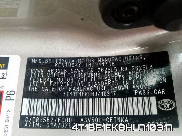 4T1BF1FK8HU710317 фото 2