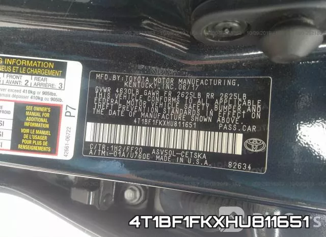 4T1BF1FKXHU811651 фото 10