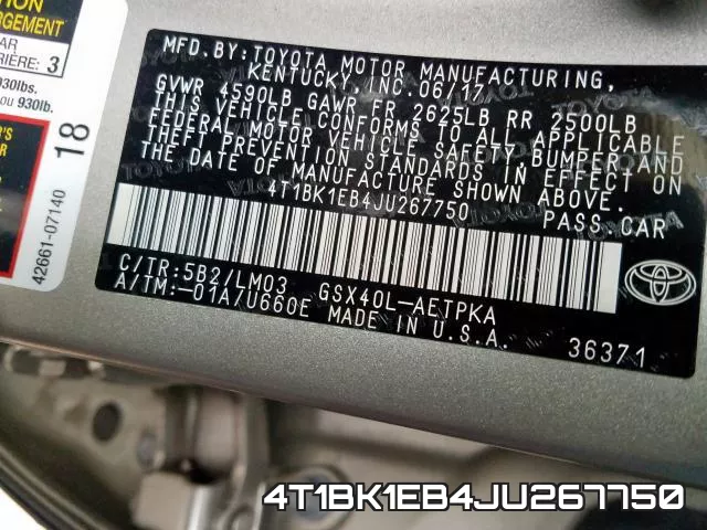 4T1BK1EB4JU267750 фото 2