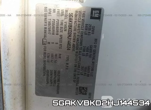5GAKVBKD2HJ144534 фото 10