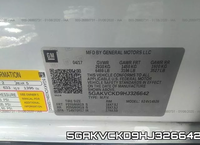 5GAKVCKD9HJ326642 фото 10