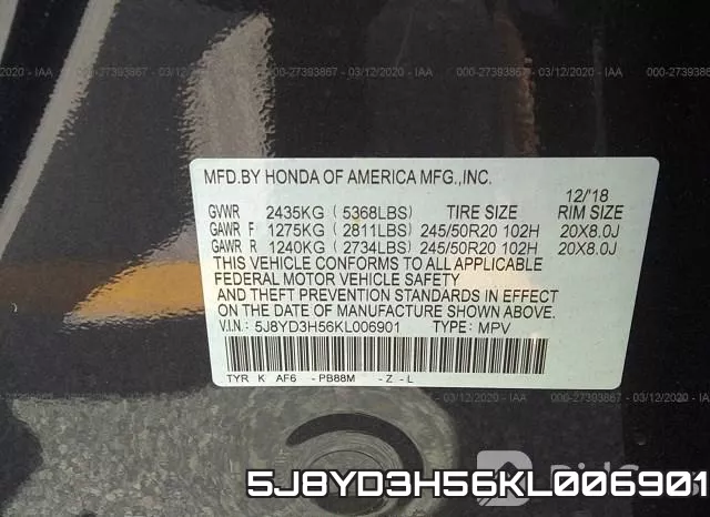 5J8YD3H56KL006901 фото 10