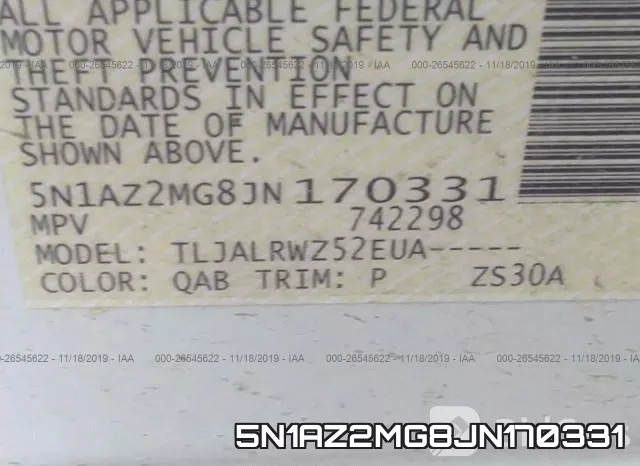5N1AZ2MG8JN170331 фото 9