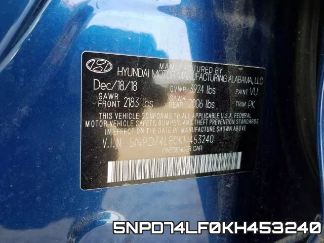5NPD74LF0KH453240 фото 2