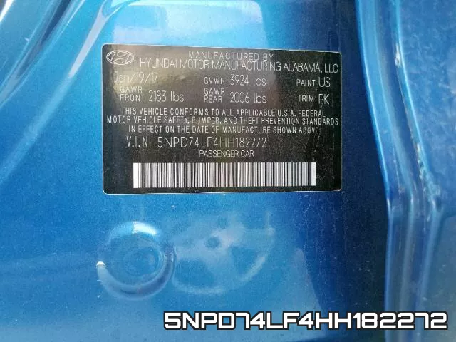 5NPD74LF4HH182272 фото 2