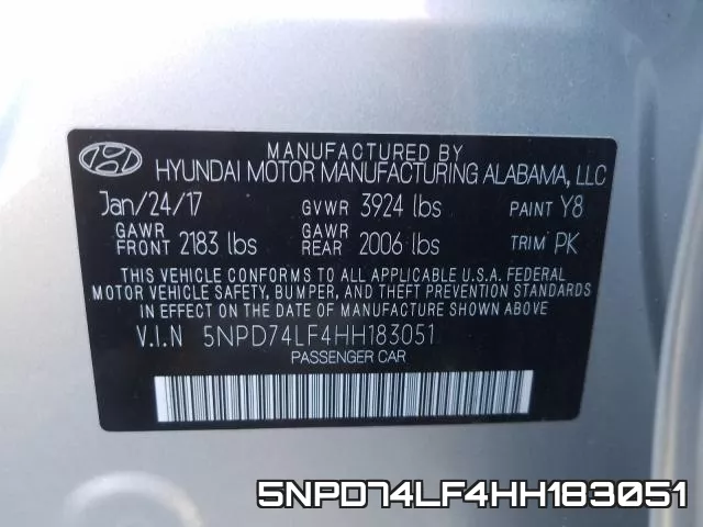 5NPD74LF4HH183051 фото 2