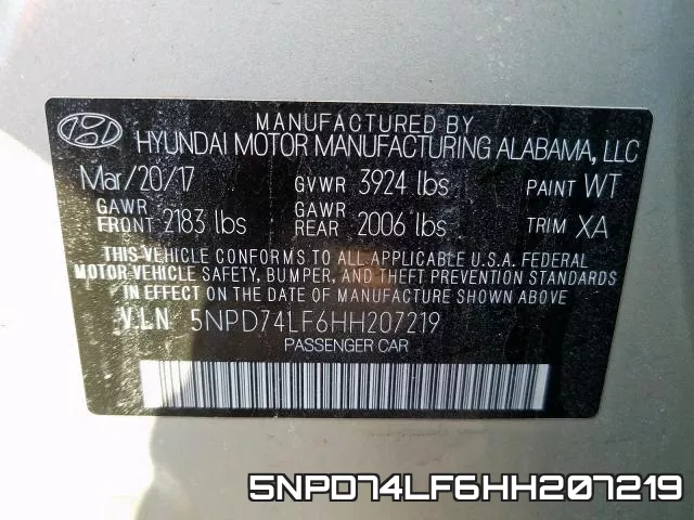 5NPD74LF6HH207219 фото 2