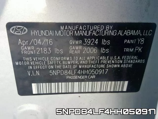 5NPD84LF4HH050917 фото 2