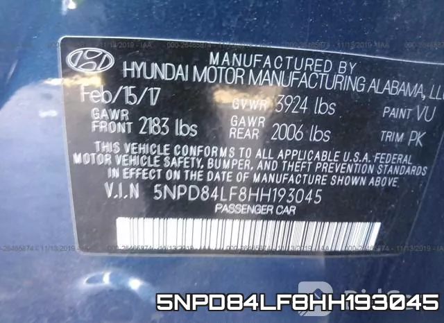 5NPD84LF8HH193045 фото 9