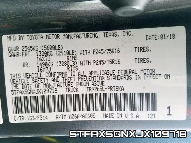 5TFAX5GNXJX109718 фото 2