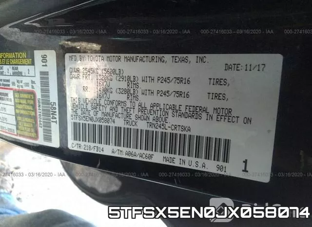5TFSX5EN0JX058074 фото 10