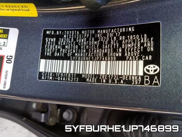 5YFBURHE1JP746899 фото 2