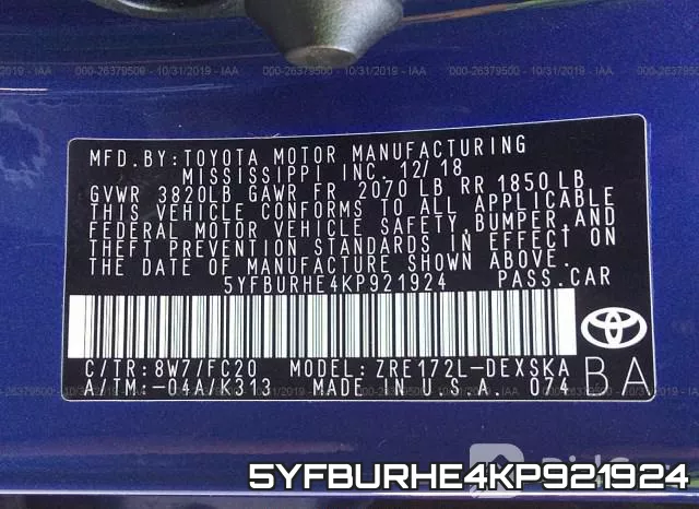 5YFBURHE4KP921924 фото 10