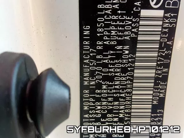 5YFBURHE8HP701212 фото 2