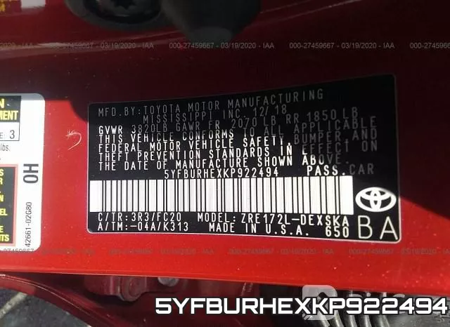 5YFBURHEXKP922494 фото 10
