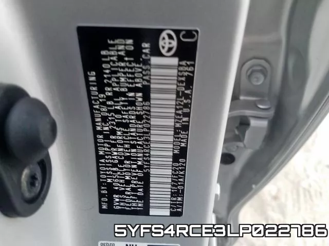 5YFS4RCE3LP022786 фото 2