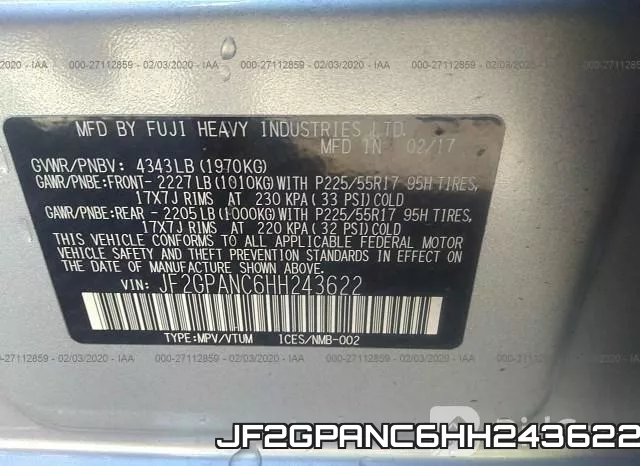 JF2GPANC6HH243622 фото 10